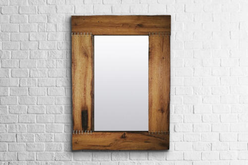 Spiegel aus Altholz, vernäht